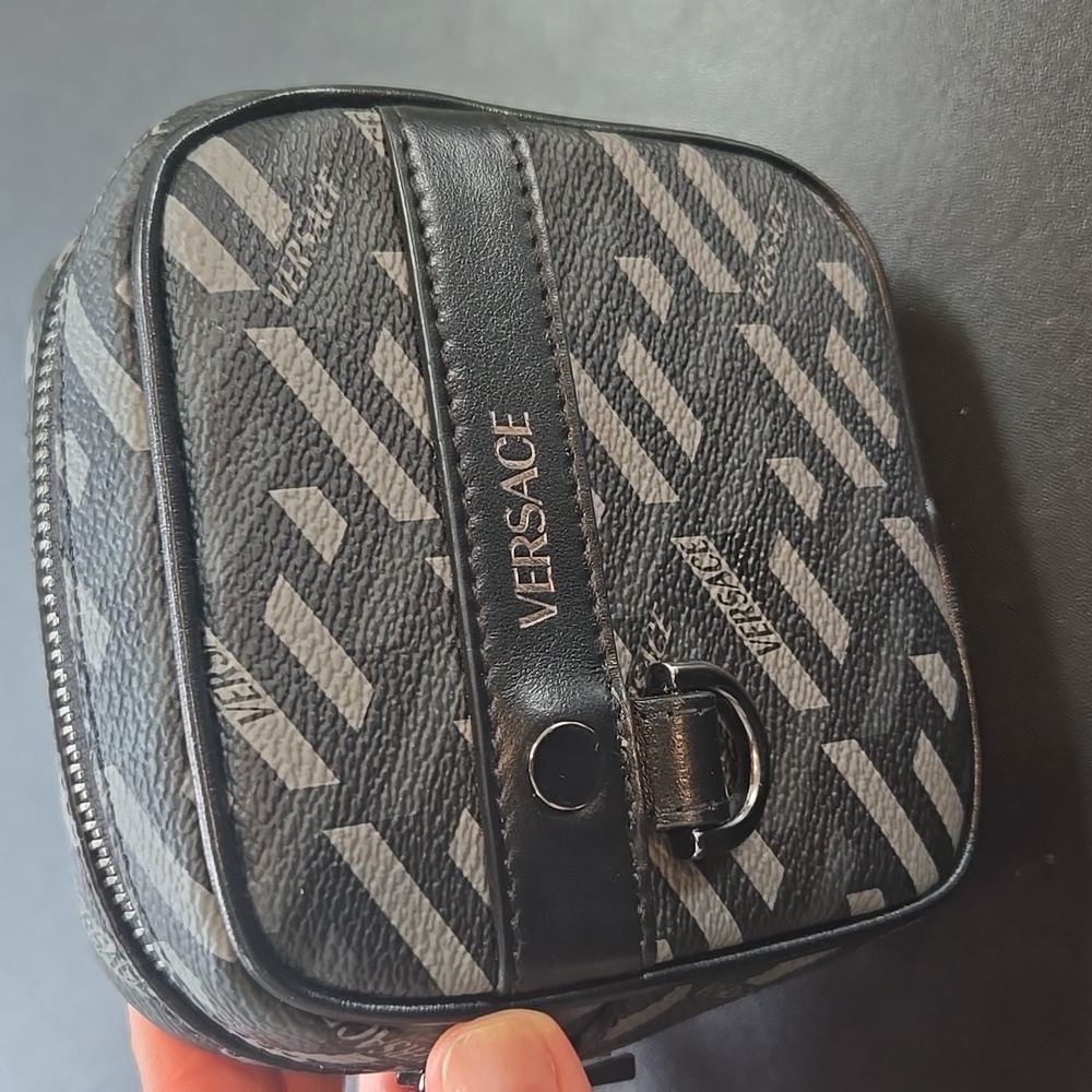 Versace La Greca Square Modular Coin Pouch Mini Purse Bag